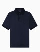 Rounded micro eagle polo shirt in a Lyocell blend jersey navy blue