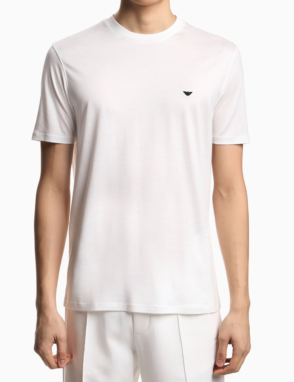 Lyocell-blend jersey T-shirt with embossed eagle embroidery white