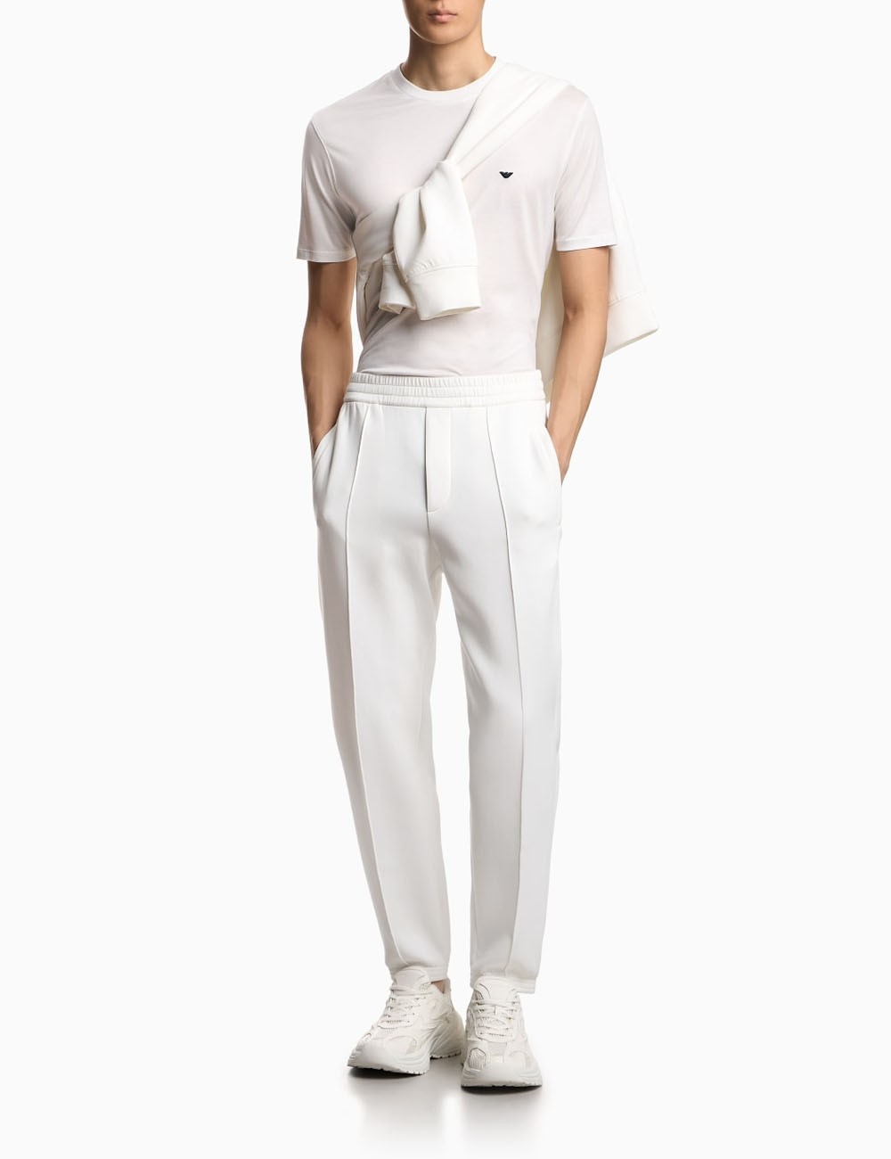 Lyocell-blend jersey T-shirt with embossed eagle embroidery white