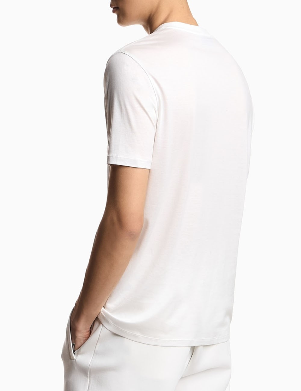 Lyocell-blend jersey T-shirt with embossed eagle embroidery white
