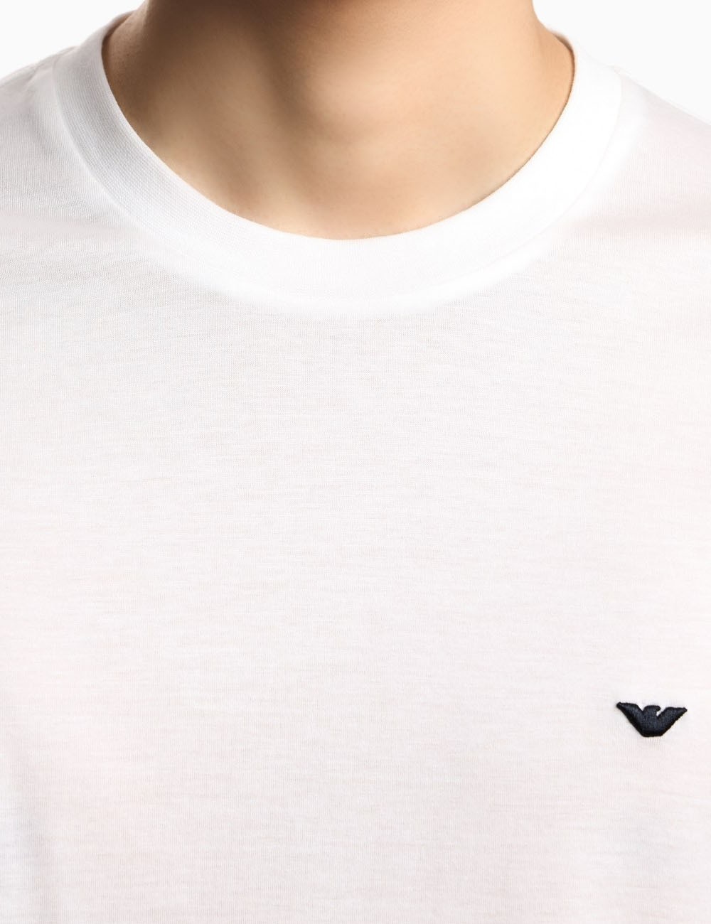 Lyocell-blend jersey T-shirt with embossed eagle embroidery white