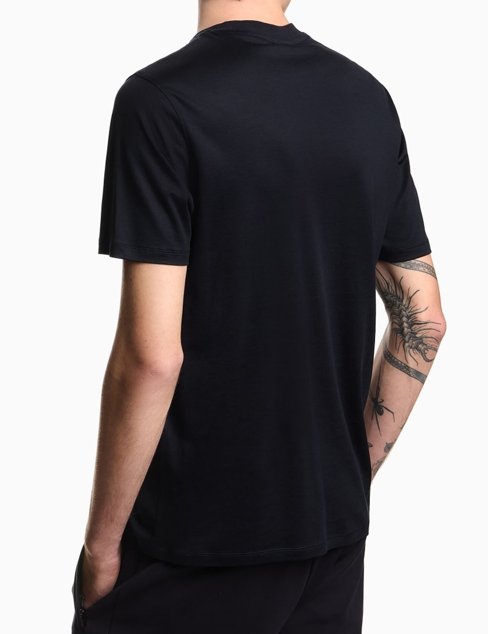 Lyocell-blend jersey T-shirt with embossed eagle embroidery navy blue