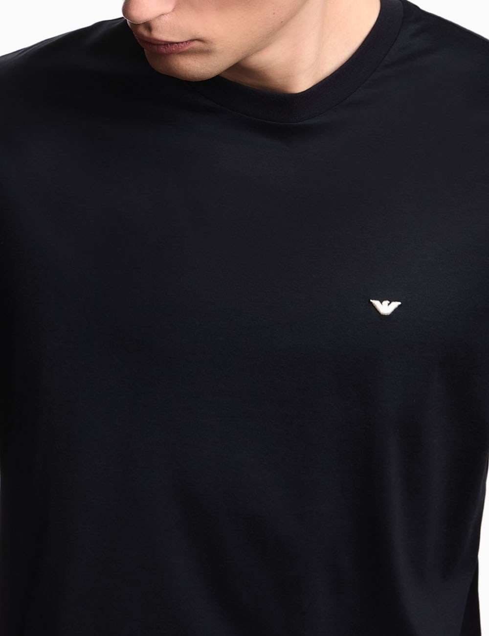 Lyocell-blend jersey T-shirt with embossed eagle embroidery navy blue