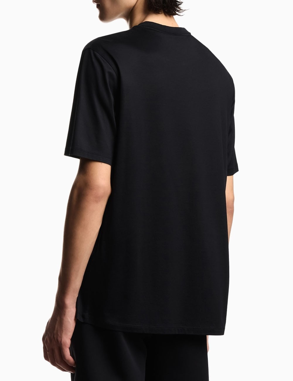 T-shirt in jersey misto lyocell ricamo aquila a rilievo nera