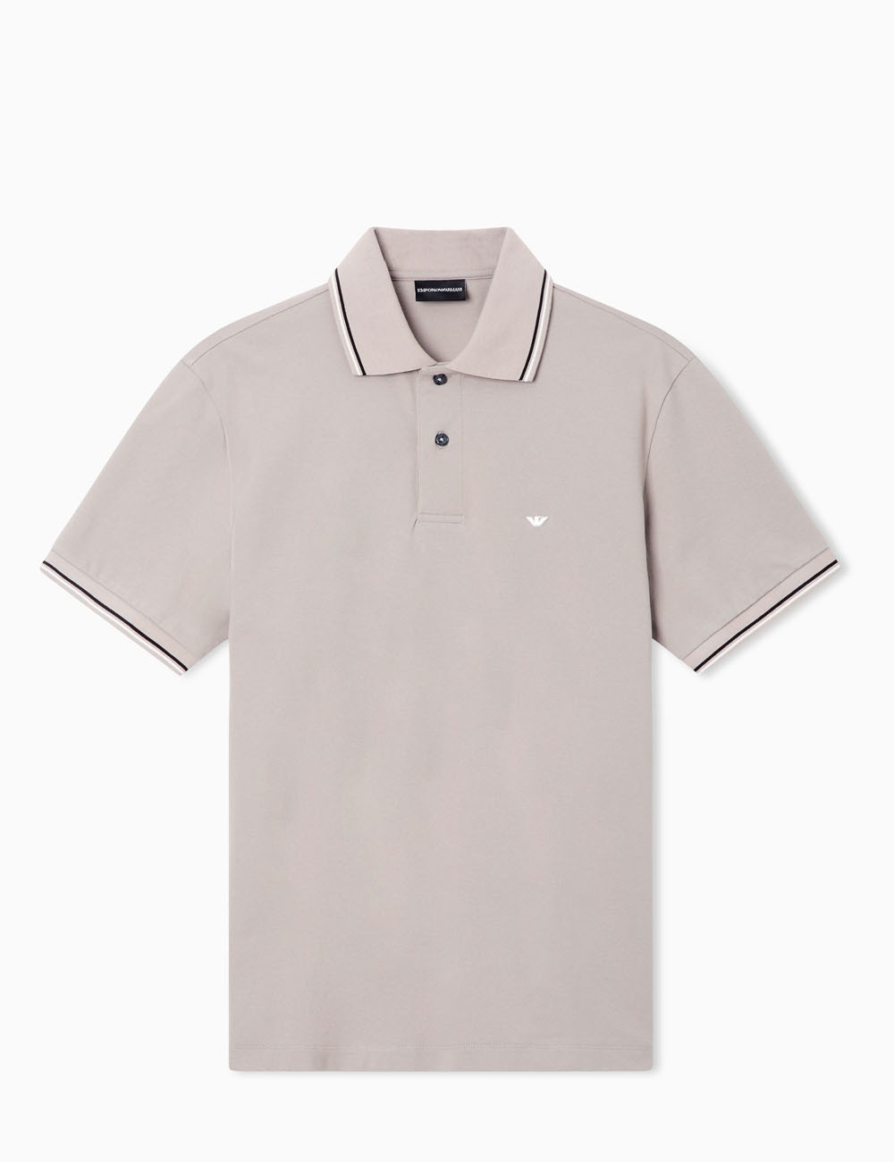 Polo slim fit in piquet stretch con micro eagle Grigio