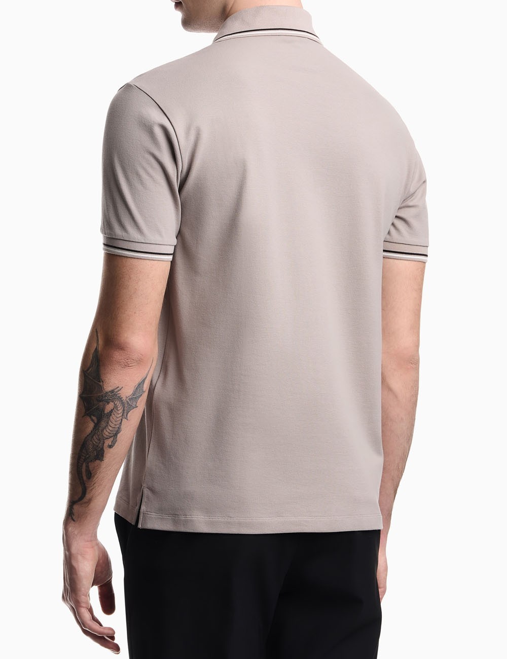 Polo slim fit in piquet stretch con micro eagle Grigio