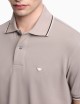 Slim-fit stretch piqué polo shirt with micro eagle Grey