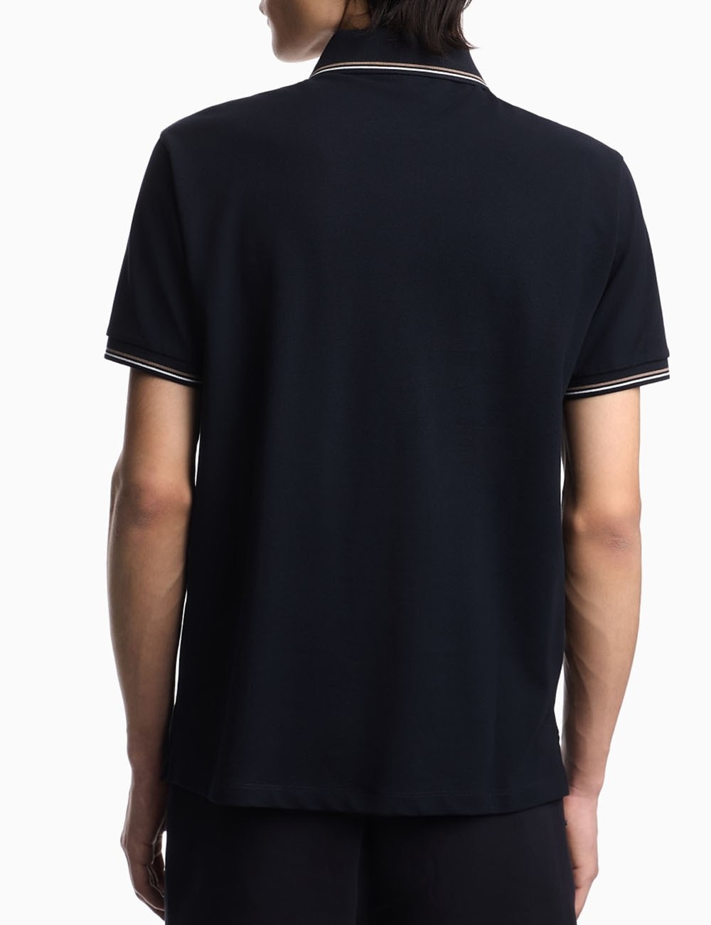 Polo slim fit in piquet stretch con micro eagle Blue navy