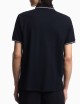 Slim-fit stretch piqué polo shirt with micro eagle navy blue