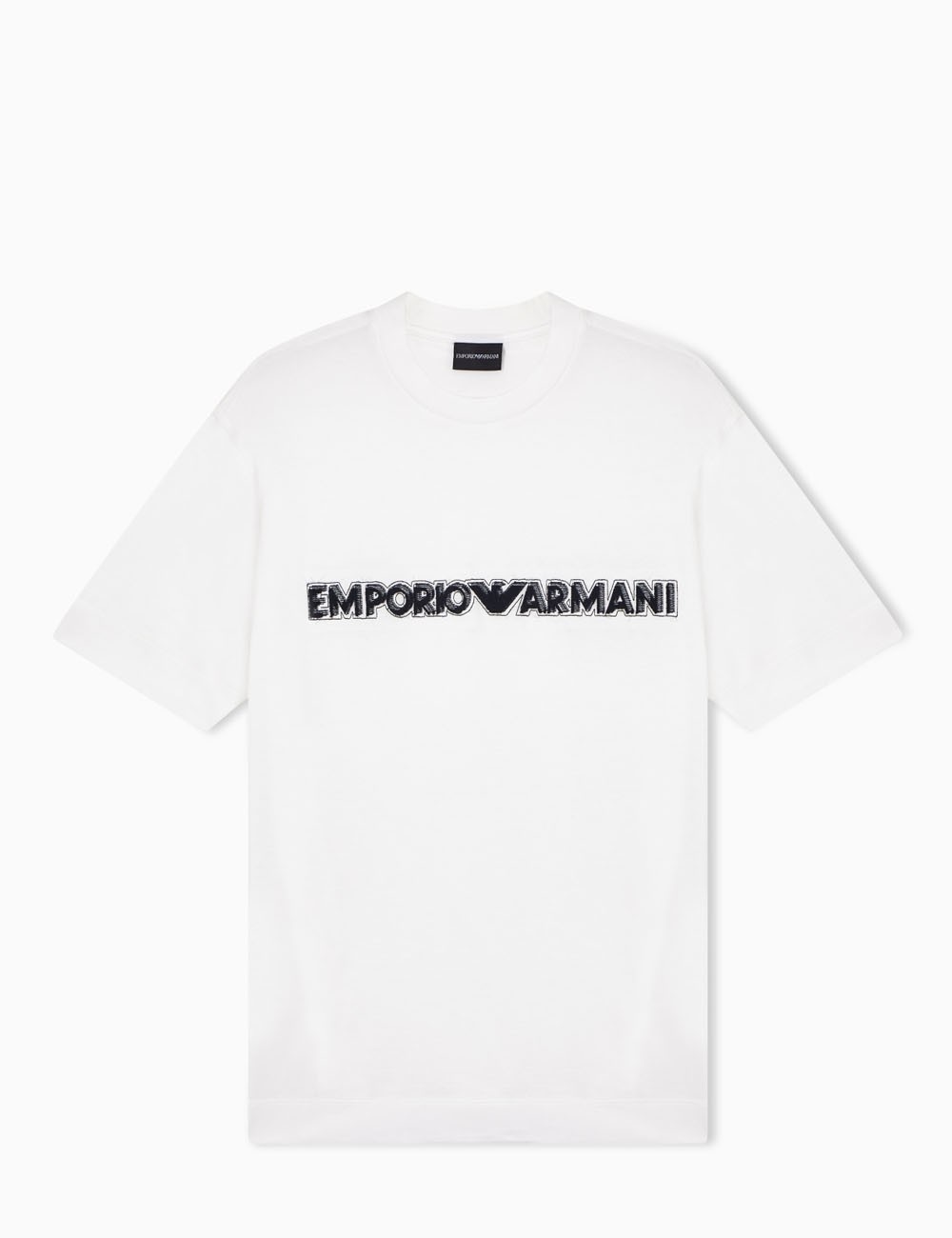 Lyocell-blend jersey T-shirt with soft touch embossed logo white