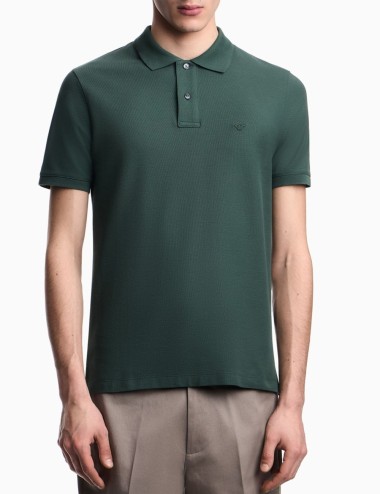 Polo slim fit in piquet verde