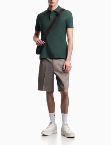 Slim-fit piqué polo shirt green
