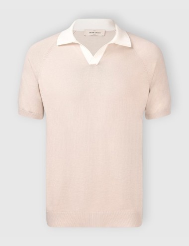 Organic cotton raglan knit skipper polo fresh cotton - panna