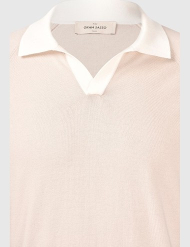 Organic cotton raglan knit skipper polo fresh cotton - panna