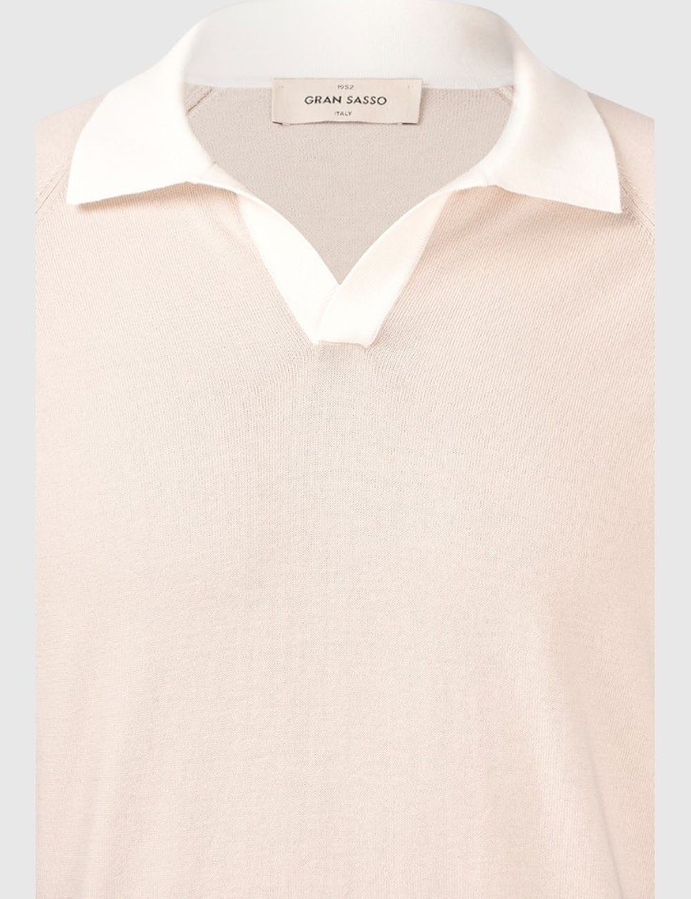 Polo skipper in maglia raglan cotone organico beige panna