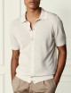 Openwork stitch knitted shirt off-white