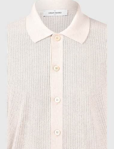 Openwork stitch knitted shirt off-white