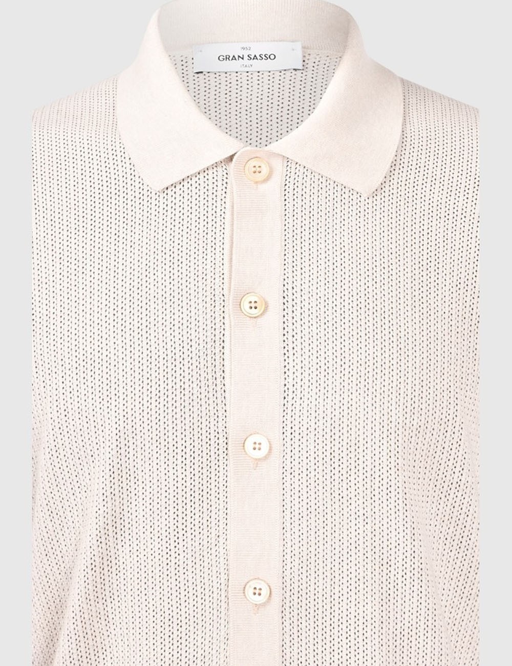 Openwork stitch knitted shirt off-white