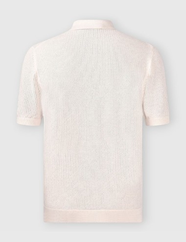 Openwork stitch knitted shirt off-white