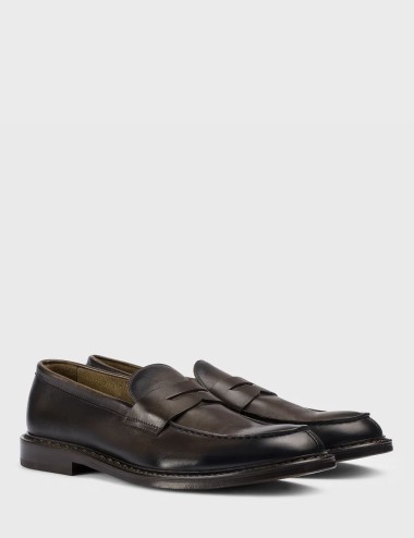 Dark brown leather loafer
