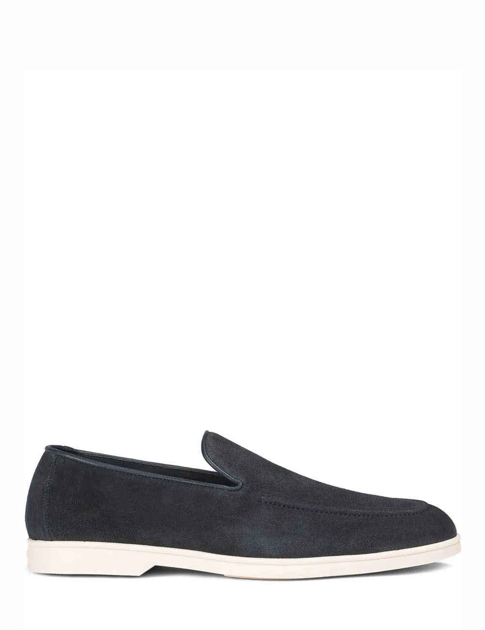 Blue navy suede loafer