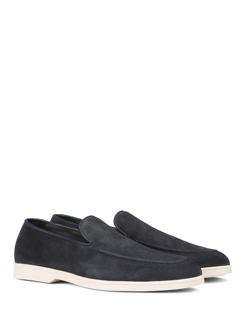 Blue navy suede loafer