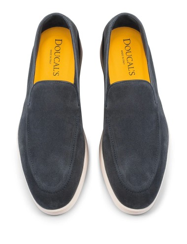 Blue navy suede loafer