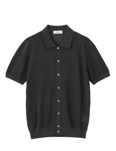 Camicia in maglia lavorazione traforata nera