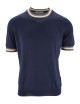Short sleeves crew neck and contrast ribbed edges blue navy