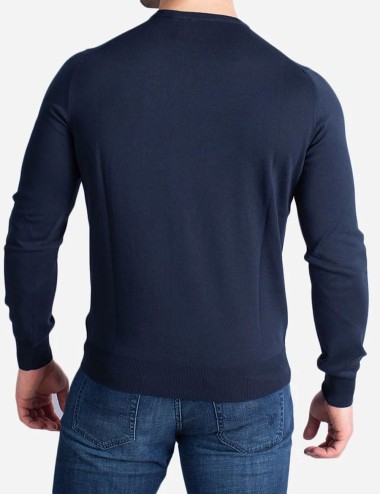Maglia girocollo in cotone extrafine blue navy