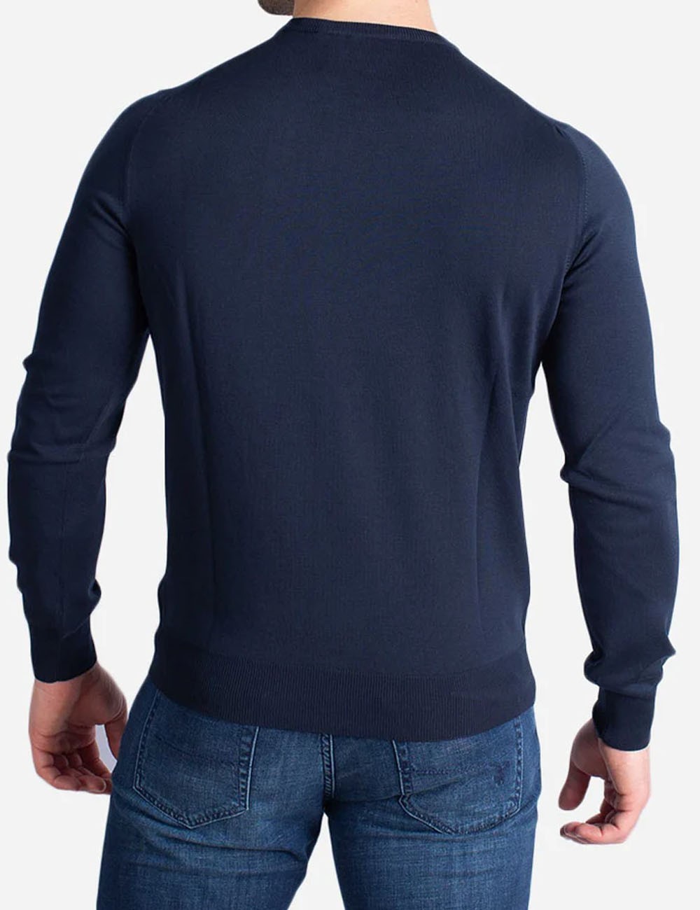 Maglia girocollo in cotone extrafine blu navy