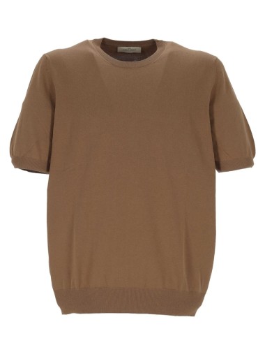 Organic cotton knit t-shirt cocoa