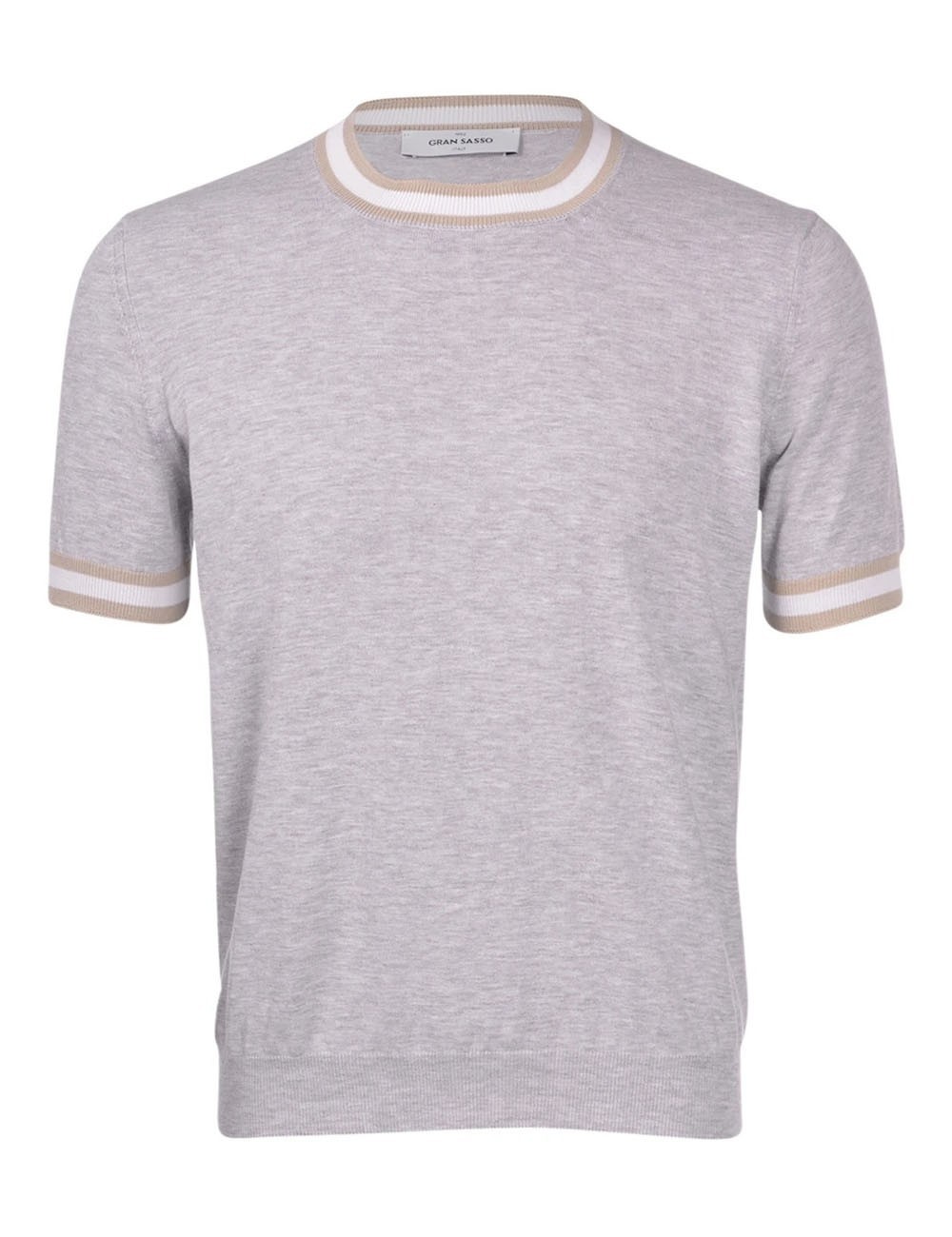 T-shirt bordi con costine a contrasto grey