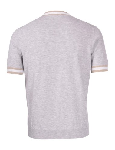T-shirt bordi con costine a contrasto grey