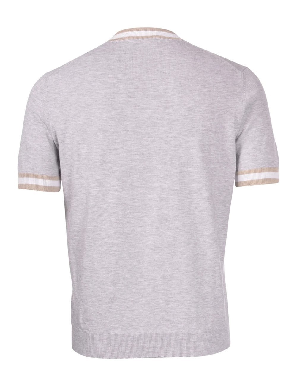 T-shirt bordi con costine a contrasto grigio