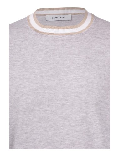 T-shirt bordi con costine a contrasto grey