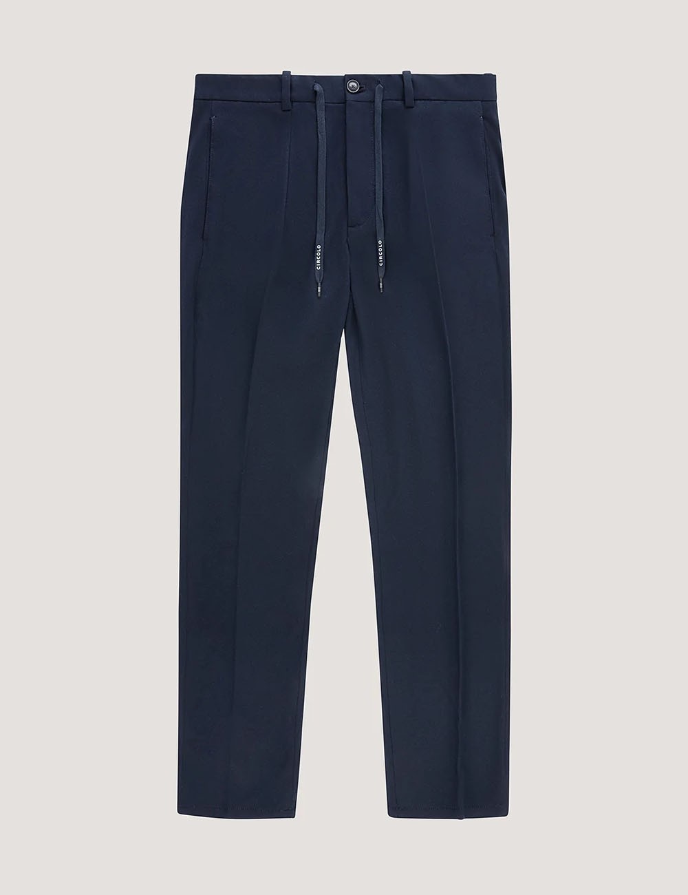 Pleated Trousers in Piqué blue navy