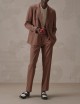 Pleated Trousers in Piqué blue navy