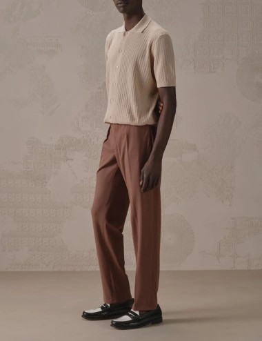 Pleated Trousers in Piqué blue navy