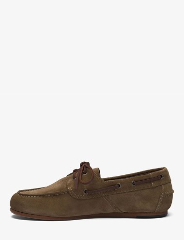 Brown men's Yacht Moccasin Boat Shoes in Soft Italian Suede OWEN
