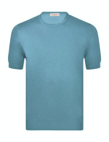 T-shirt in maglia cotone organico celeste