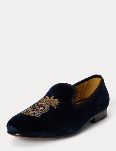 Mocassino Paxton in velluto con stemma blu