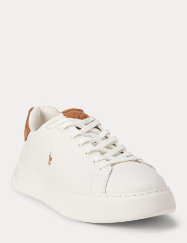 Sneaker RLite Court in pelle martellata sporco/Cuoio