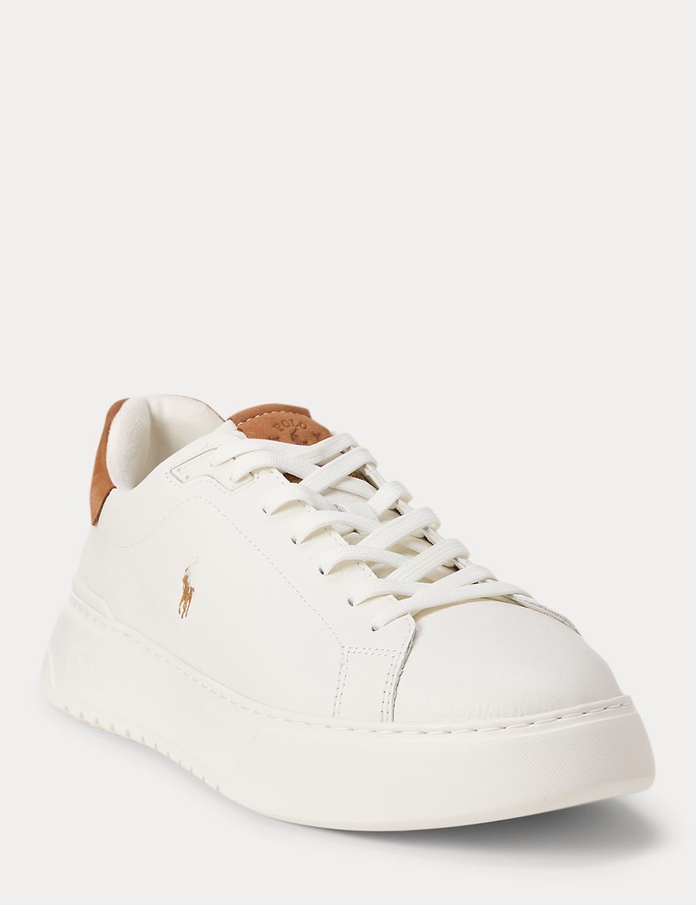 RLite Court Tumbled Leather Trainer Off-white/tan