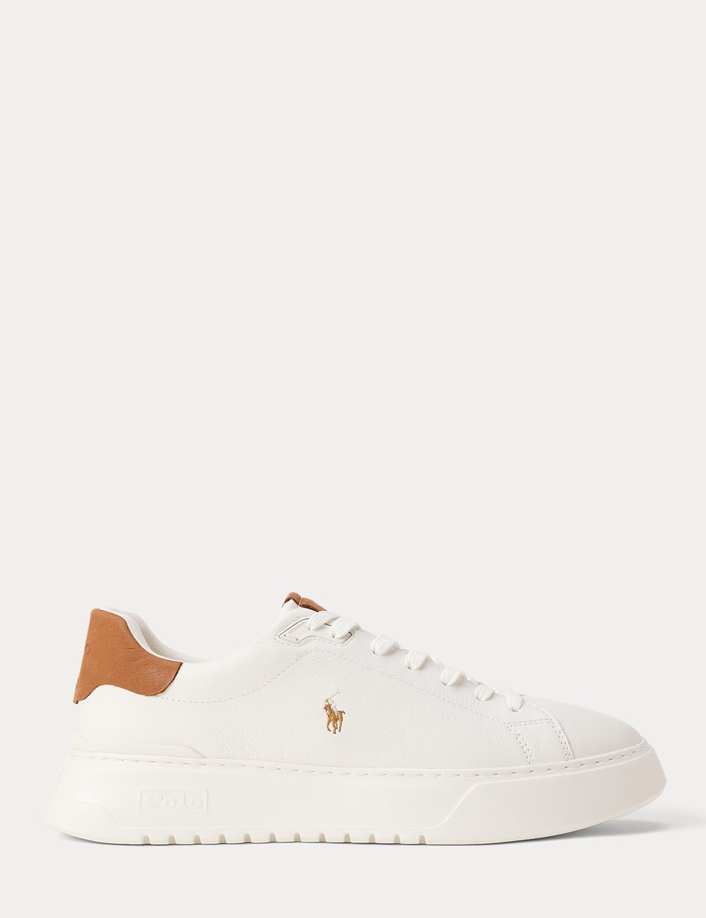 RLite Court Tumbled Leather Trainer Off-white/tan