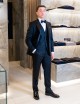Smoking monopetto nero con rever in raso nero e gilet