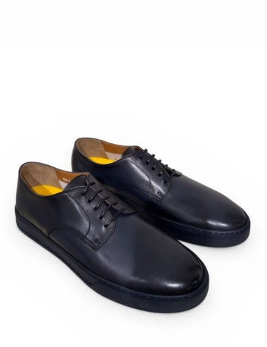 Indigo blue leather lace-up