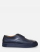 Stringata in pelle blu indigo