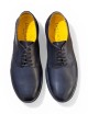 Stringata in pelle blu indigo