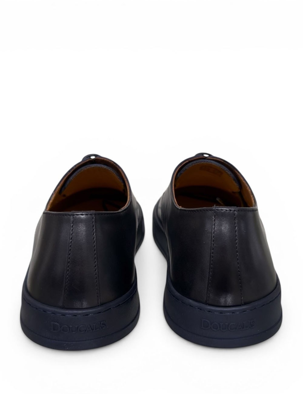 Stringata in pelle blu indigo